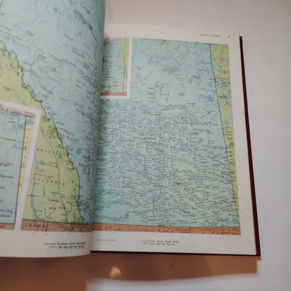 VTG 1973 Rand McNally World Atlas Imperial Edtn Oversized HC Burgundy Gold‑Foil